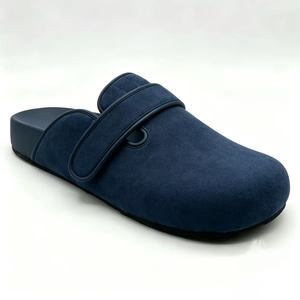 Faux Suede <b>Closed</b> <b>Toe</b> Slides With Strap Closure Comfortable Flat Sandals Solid Color All Seasons PU Outsole - Product Image 3