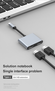 <span class=keywords><strong>USB</strong></span> Loại C Docking Station Adapter kép HD 2in1 4K @ 30Hz <span class=keywords><strong>HUB</strong></span> cho HDTV Màn hình máy chiếu - Product Image 2
