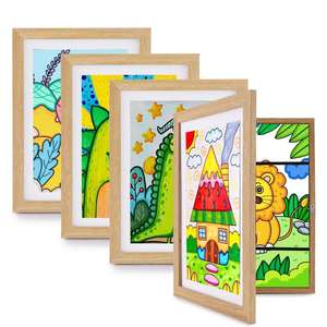 Children's Wooden Art Display Frames Magnetic Front Opening DIY Customizable Color & Logo for Kids Photos and <b>Drawings</b> - Product Image 1