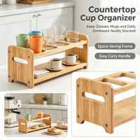 Étagère de rangement pour bouteilles en bambou naturel, support à bouteilles multi-niveaux pour comptoir, organisateur de bouteilles d'eau pour armoire de cuisine