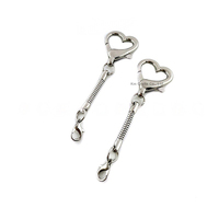 Mousqueton en forme de cœur chromé pour porte-clés, crochet de serrage, connecteur de chaîne serpent pour la fabrication de bijoux et accessoires