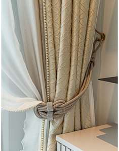 New Kem <span class=keywords><strong>Jacquard</strong></span> ren Khâu Thêu màn rèm cửa cho phòng khách sang trọng - Product Image 6