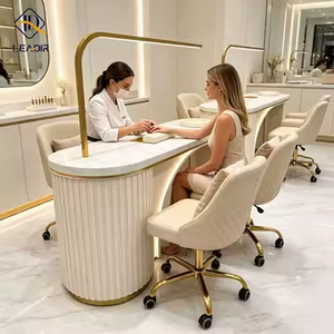 Vente directe usine : Table de manucure individuelle avec plateau en marbre et lampe à ongles, durable pour usage en salon de manucure - Product Image 6