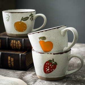 Tazas de Cerámica Pintadas a Mano con Diseño Nórdico de Frutas, Tazas Sencillas y Creativas para Café o Agua - Product Image 1