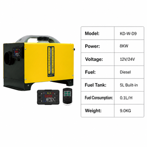 <span class=keywords><strong>Chauffage</strong></span> de stationnement diesel horizontal tout-en-un KD-W-D9 8KW 12V 24V avec réservoir de carburant intégré de 5L, <span class=keywords><strong>chauffage</strong></span> à air de 9,0KG pour camion, camping-car, fourgonnette - Product Image 4