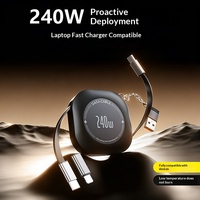 Chargeur de téléphone portable et d'ordinateur rétractable 4-en-1 Zowie ACU-171 240W, charge rapide 6A, câble USB Type-C de 1m pour imprimante, appareil photo, cadeau