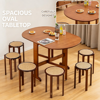 Table à manger pliante extensible en bambou, ovale, gain de place, pour cuisine et salle à manger, mobilier de maison