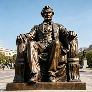 Statua in bronzo a grandezza naturale di Abraham Lincoln, personalizzata in fabbrica, scultura del Presidente degli Stati Uniti seduto per piazze pubbliche e decorazioni commemorative - Product Image 1