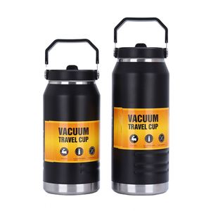 Wholesale 1200Ml Outdoor 1.2L Portable Insulated Stainless Steel Vacuum Flask Sports Water <b>Bottle</b> Ice Bucket With Straw Handle - Product Image 1