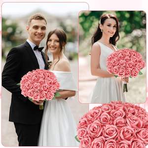Flores Artificiales al por Mayor, <span class=keywords><strong>Pétalos</strong></span> de Rosa de Seda Artificiales, Rosas de Tallo Largo para el Día de San Valentín, Ramo de Boda, Decoración para Fiestas en Casa - Product Image 2