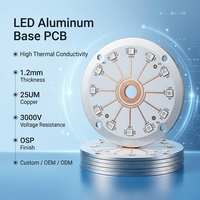 Plaque de circuit imprimé LED en aluminium, base ronde en aluminium, haute conductivité thermique, finition de surface OSP pour éclairage à LED