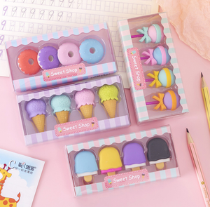 Étudiant créatif papeterie cadeau couleur bonbon quatre dans la boîte-cadeau de fenêtre d'ours avec Dessert sucette <span class=keywords><strong>crayon</strong></span> gomme caoutchouc - Product Image 4