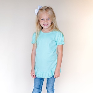 Camiseta para Niñas, Camiseta de Manga Corta de Verano para Niñas, Camiseta de Algodón con Mangas Abullonadas para Niñas, Ropa de Verano para Bebés - Product Image 6