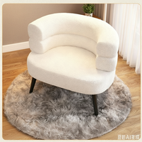 Fauteuil simple en tissu blanc moderne et simple de style nordique pour la maison, la chambre à coucher, l'hôtel, l'appartement, la villa, le salon