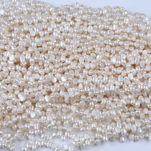 Cadena de Perlas Blancas de Agua Dulce Naturales Barrocas de 7-8 mm, 37 Agujeros, Doble Cara, para Manualidades, Venta al Por Mayor del Fabricante - Product Image 2