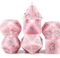 Jeu de dés RPG en résine à bords vifs, 7 pièces par set, emballage en boîte métallique pour jeux de rôle de table