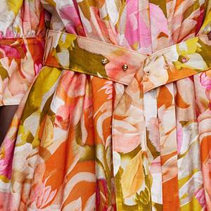 OEM Factory <span class=keywords><strong>100</strong></span> Small MOQ Fashion <span class=keywords><strong>abito</strong></span> di cotone a vita alta mezza manica fasciata da donna camicia lunga <span class=keywords><strong>abito</strong></span> di <span class=keywords><strong>lino</strong></span> floreale per donna - Product Image 4