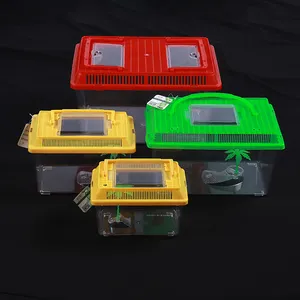 다채로운 작은 수족관 플라스틱 애완 동물 상자 골드 물고기 거북이 플랫폼 핸들