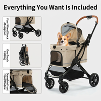 Poussette pliable légère pour animaux de compagnie, chien et chat, chariot de voyage extérieur avec auvent en maille et roues pivotantes