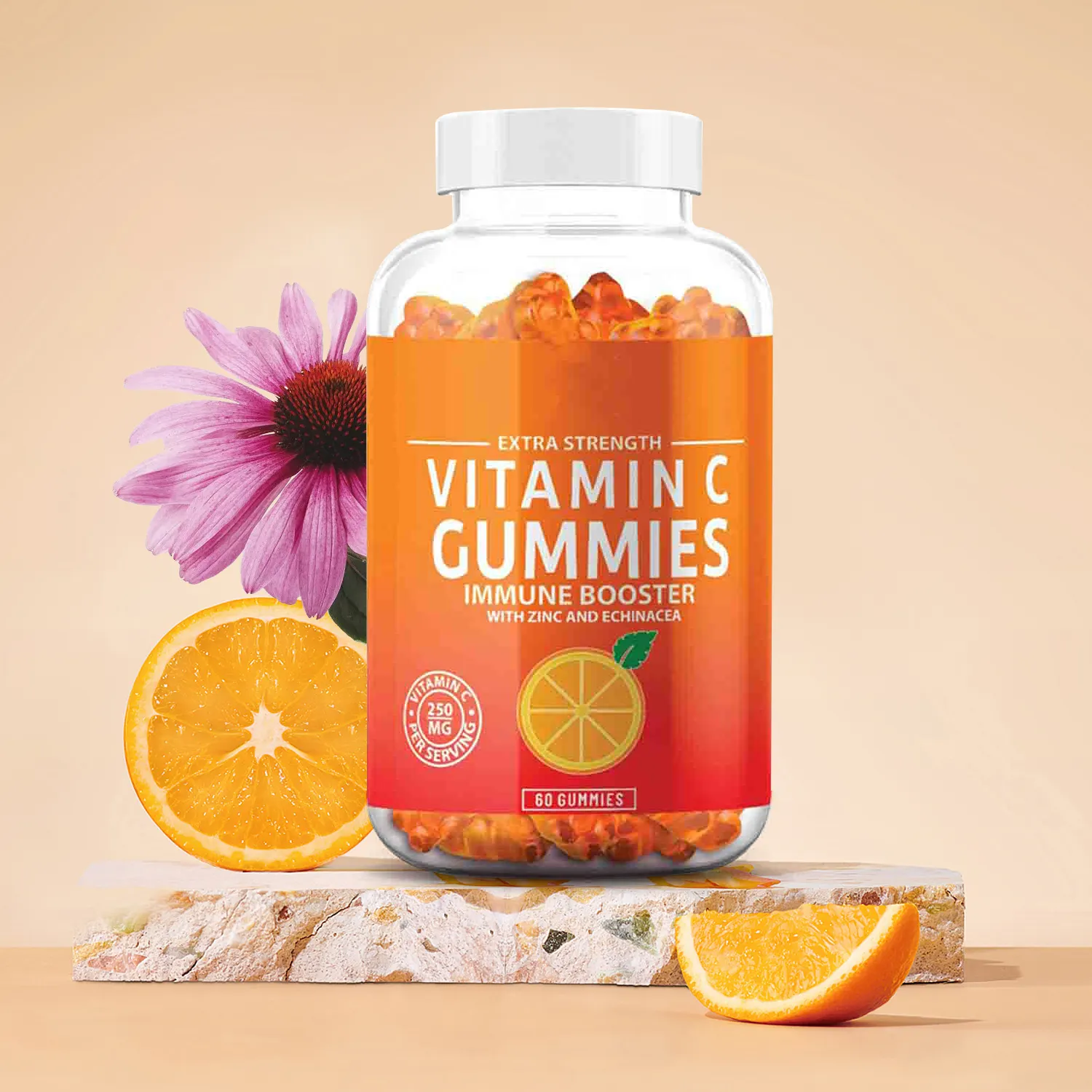 Caramelo de gominolas de vitamina C para aclarar la cara OEM, gominolas de vitamina C de oso sin azúcar con Zinc para los suplementos blanqueadores de la piel