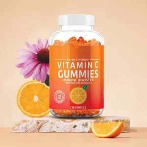 Label pribadi meningkatkan kekebalan asam askorbat Vitamin C tablet suplemen seng Pectin Echinacea Vitamin C Gummies