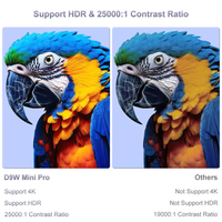 Projecteur Mini Pro 4K 2700 ANSI D9W, Full HD 1080P natif, Smart Android, portable, moteur optique scellé, pour films et home cinéma