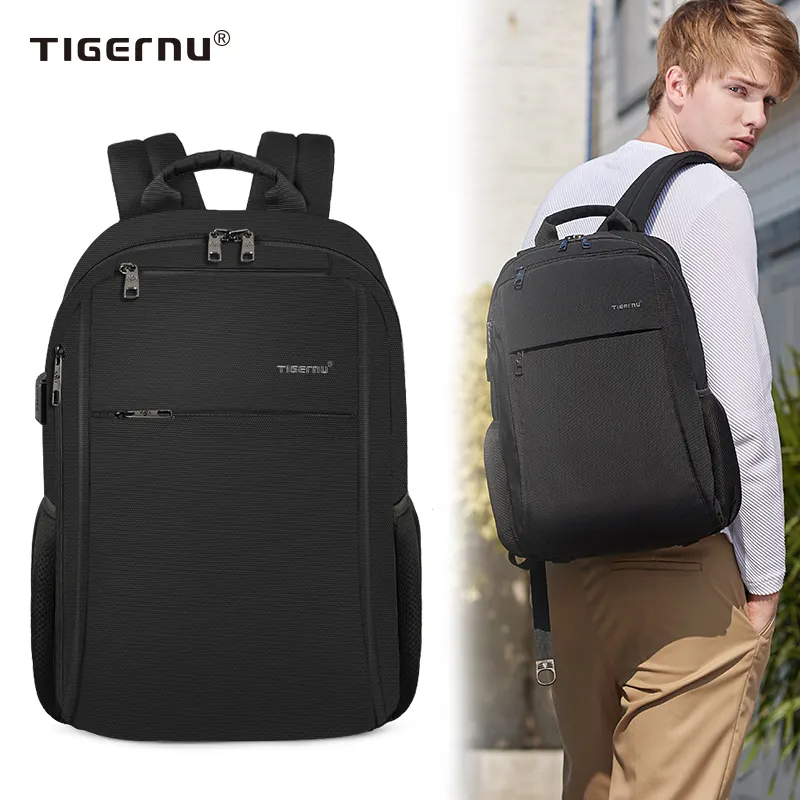 Tigernu T-B3221A Backpack for boys men anti theft usb charging bag black gray light weight big bag fits for 15.6inches laptop
