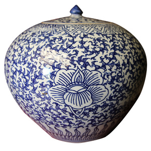 Casa giardino interno <span class=keywords><strong>plastica</strong></span> decorativo a buon mercato vaso rotondo di lusso cinese blu e bianco fioriera smaltata <span class=keywords><strong>vasi</strong></span> per lampade in ceramica - Product Image 4