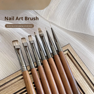 Nuevo Pincel para Decoración de Uñas de 12 mm con Mango de Madera, Diseños Finos en 3D, Pincel Plano para Manicura Francesa, Forma Ovalada, Férula Ondulada para Venta al por Mayor - Product Image 5