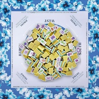Set Mahjong bergaya Amerika 4 lapis ukuran 1-7/16 inci, 160 ubin dengan pola bunga cornflower dan hydrangea biru langit