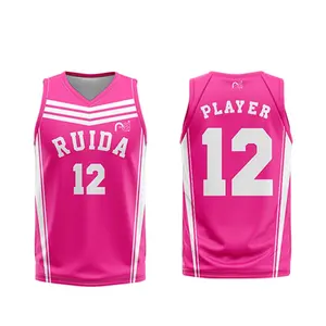 Maglia da basket a sublimazione di colore rosa personalizzata di moda donna nuova maglia da basket di Design per la squadra