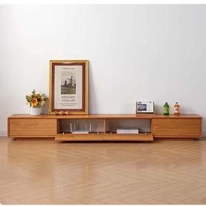 Meuble TV en bois massif, bois de cerisier, 240 cm, style moderne minimaliste, meuble de rangement pour salon - Product Image 4