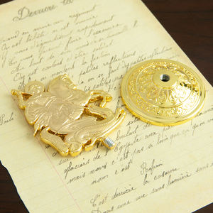 รูปปั้นนักบุญจอร์จกำจัดงู ชุบทอง ของขวัญศาสนาคริสต์สำหรับเทศกาลอีสเตอร์ ตกแต่งบ้าน โบสถ์ โต๊ะ รถยนต์ รูปปั้นศาสนา - Product Image 5