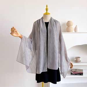 Fashion Lace Trim Chiffon Scarf With Rhinestone Luxury Solid <b>Shawl</b> <b>Wraps</b> Breathable Summer Scarf Factory Price - Product Image 1