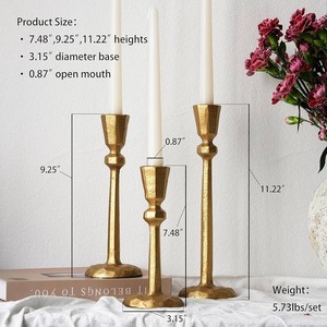 Vente chaude, design simple européen, bougeoir en fer de couleur cuivre vintage à fond rond, fait à la main, pour la Saint-Valentin - Product Image 2