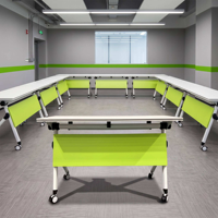 Table de conférence et de formation rectangulaire en bois pliable sur roulettes, moderne, durable et simple, mobilier de bureau