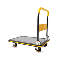 Carretilla de mano de cuatro ruedas con capacidad de carga de 300kg, plataforma de Material de acero, remolque, carro plano, herramientas de manipulación, almacén doméstico