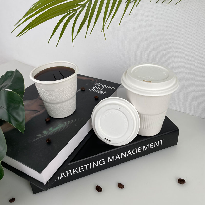 Flat Bamboo Fiber Travel Flip 12oz Lids For Cup Disposable Dome Lid