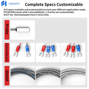 مستشعر حرارة RTD بلاتيني مقاوم للماء <span class=keywords><strong>PT100</strong></span> بـ 2 أو 3 أو 4 أسلاك، مسبار من الفولاذ المقاوم للصدأ ذو سطح لاصق - Product Image 5