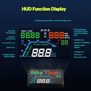 Affichage LED HUD universel pour voiture <span class=keywords><strong>Q7</strong></span>, GPS par satellite Beidou, projection grand écran montée sur le pare-brise - Product Image 1