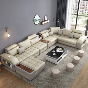 Modern Luxury L-U Shaped Sectional Sofa <strong>Couch</strong> <strong>Bed</strong> Set Microfiber Fabric Wood Legs Home Living Room <strong>Lounge</strong> High Quality - Product Image 3