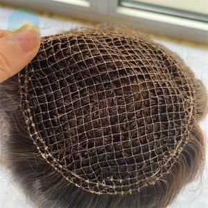 Filet à poisson <span class=keywords><strong>blond</strong></span> complet à la main Base Highlight Brown Woman Toupee European Cuticle Quality Human Hair Bayalage Topper - Product Image 2