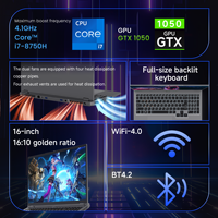 Laptop Gaming 16 inci GDDR5 Intel I7-8750H Kartu Grafis GTX 1050 Win 11 Pro SSD 4TB 16:10 Logo Kustom Perangkat Lunak Office Asli