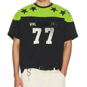 Jersey de Fútbol Americano Estampado de Alta Calidad OEM, 100% Algodón Transpirable, Cuello en V, Número y Diseño a Rayas, Tallas Grandes - Product Image 6