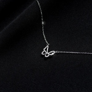Butterfly Necklace Zinc Alloy Hollow Design Sparkling Diamond Clavicle Chain For Women Party Fashion Jewelry - Product Image 2