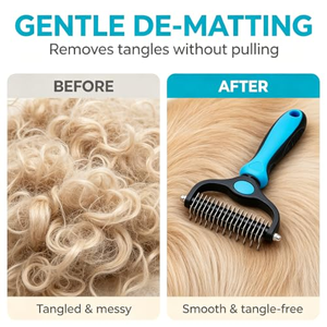 Brosse de toilettage pour animaux de compagnie, brosse anti-poils pour chats et chiens, outil de démêlage et de retrait des poils morts, râteau pour sous-panneaux et nœuds - Product Image 4