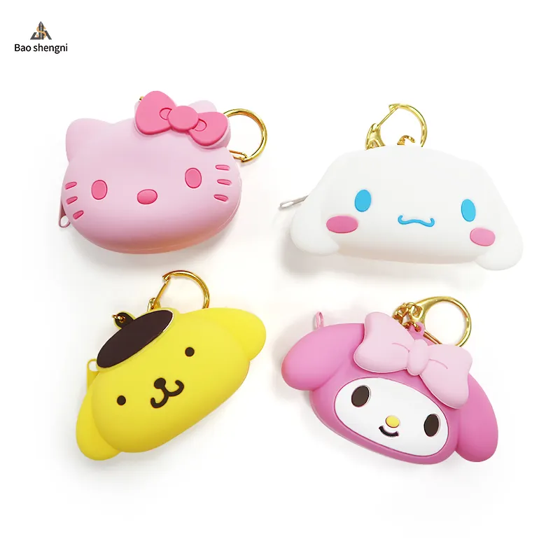 Wholesale 2023 Cartoon Luxury Small Wallet Kids Cute Mini Customized Logo Silicone Key Bag Silicone Coin Purse For Girl Kids