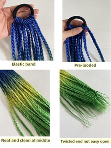 Queue de cheval tressée en fibre synthétique haute température de 20 pouces avec élastique pour femmes ou enfants, accessoire capillaire pour festival - Product Image 5