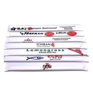 Custom LOGO ECO Low Price China Factory Premium Disposable Bamboo Chopsticks, 9" Sleeved and Separated, UV Treated