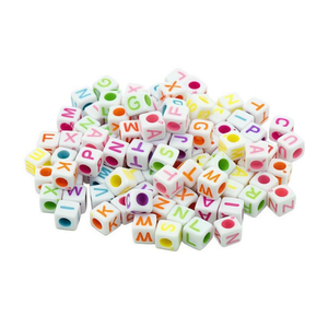 Perline con Lettere Ilan 6x6mm Multicolore Base Bianca 17g - Product Image 2